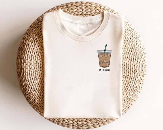 Retro Coffee Shirts Iced Coffee TShirt, On the Rocks Coffee Graphic ,Coffee Lover, On the Rocks, Retro Coffee Shirts