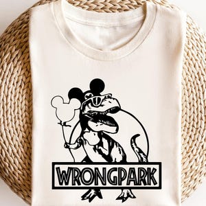 Retro Funny Jurassic Park Inspired Wrong Park Graphic TShirt for Women
