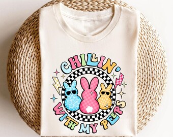 Camiseta Chilling With My Peeps, sudadera Chilling, camisetas Blessed, camisetas del día de Pascua, regalos de Pascua para niños, Blessed