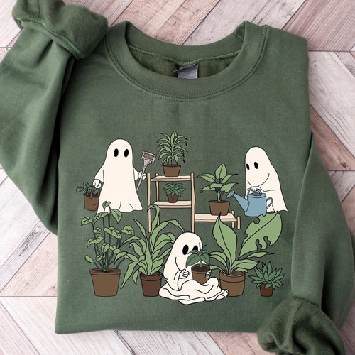 Camisetas de Planta Fantasma, Camiseta de la Mujer Loca de las Plantas, Mujer Fantasma, Plantas de Halloween, Mujer Fantasma de las Plantas, Camisetas de Plantas Fantasma