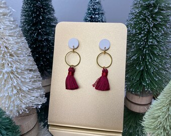 Wrapped in Red | Red Earrings, Dangle Earrings, Sparkle Earrings, Drop Earrings, Elegant Earrings, Christmas Earrings, Maroon