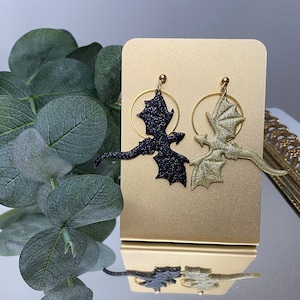 Fourth Wing | Dragon Earrings, Polymer Clay Earrings, Dangle Earrings, Shimmer Earrings, Wyvern Earrings