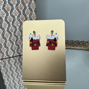 Christmas Dog House | Christmas Earrings, Cartoon Christmas Earrings, Gift for Dog People, Polymer Clay Earrings, Holiday Earrings