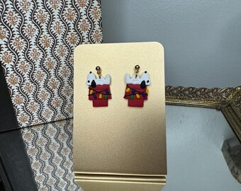 Christmas Dog House | Christmas Earrings, Cartoon Christmas Earrings, Gift for Dog People, Polymer Clay Earrings, Holiday Earrings