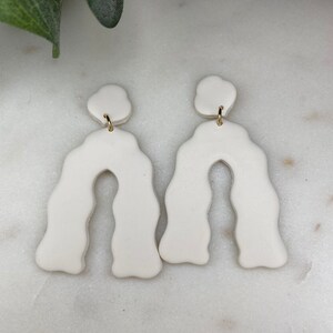 White Sand Beaches | White Earrings, Polymer Clay Earrings, Beachy Earrings, Dangle Earrings