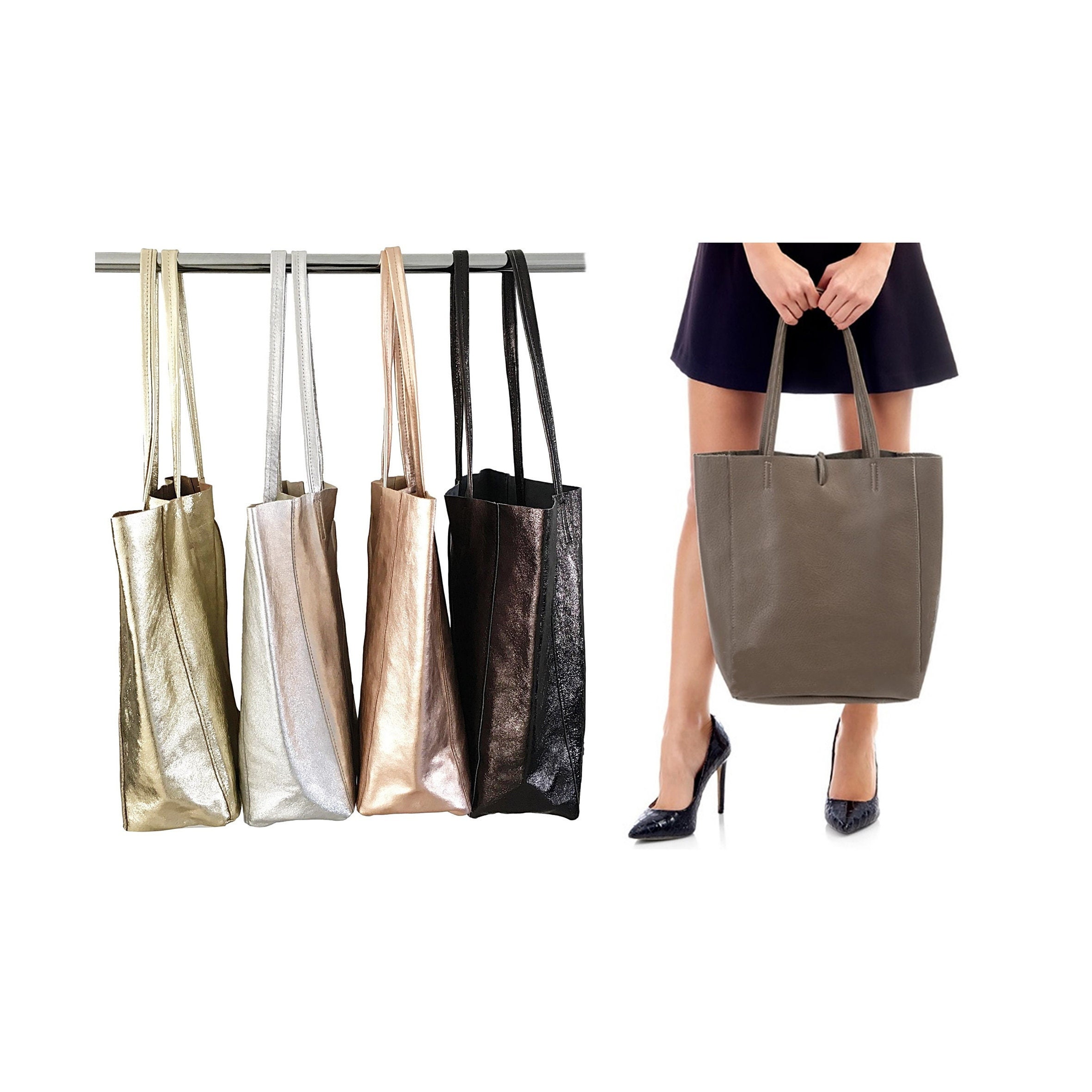 Polyester Shimmer Tote Bag 13.4 x 14.6