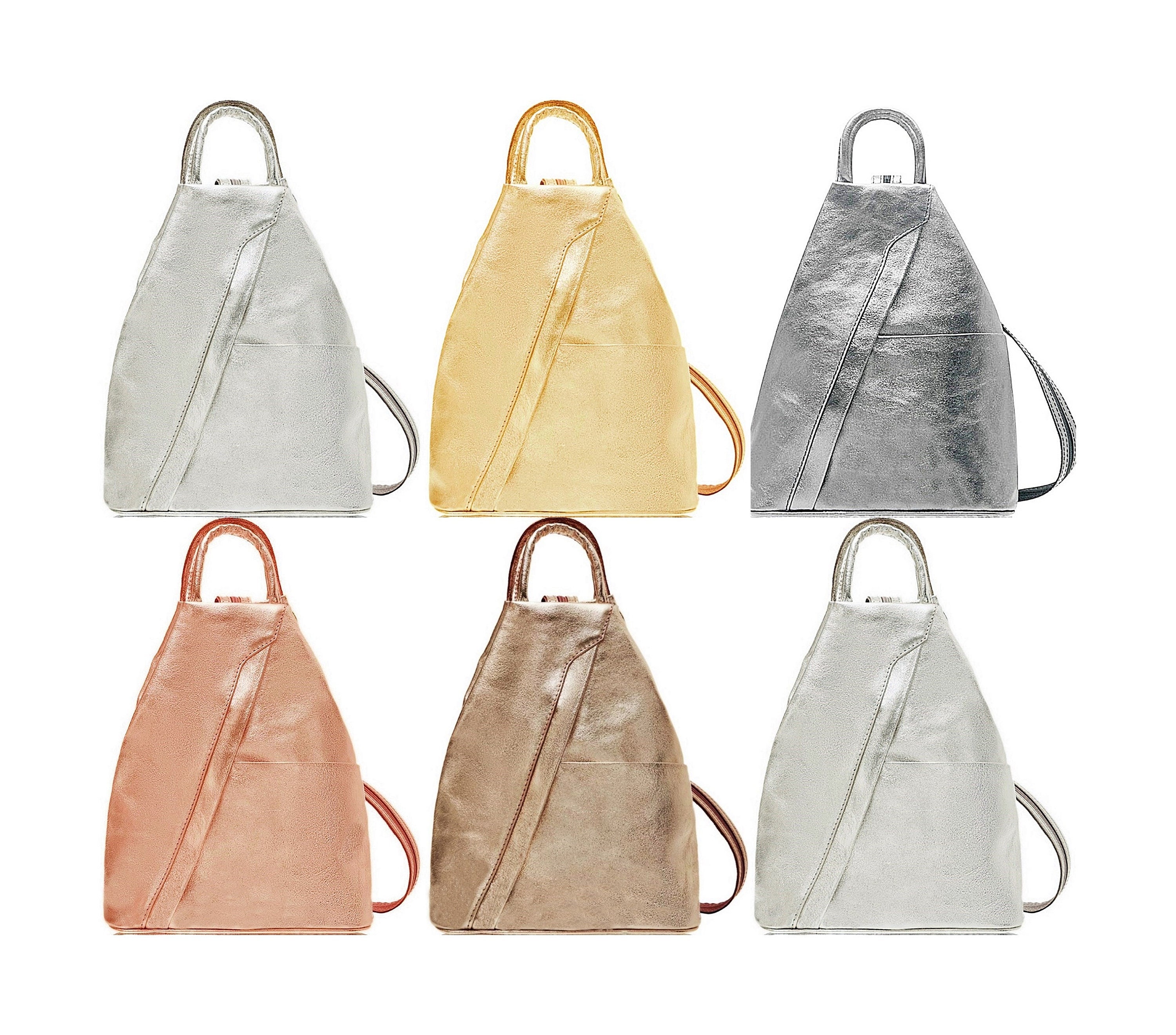 Metallic Leather Rucksack Backpack Convertible Rucksack Vera - Etsy