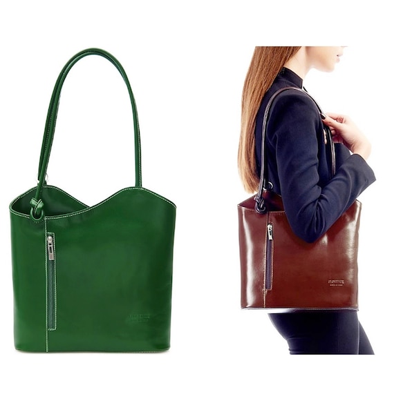 Italian Leather 'Vera Pelle' Handbag, Converts to Backpack