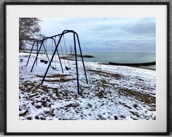 Lake Michigan Photography, Midwest Illinois, Winter Beach Wall Art