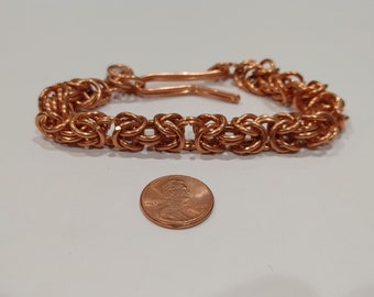 Adjustable length. 100% Copper Byzantine Chain Bracelet