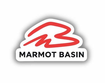 Adhesivo de vinilo impreso de la estación de esquí Marmot Basin (despegable y pegable)