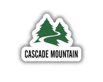 Adhesivo de vinilo impreso de la estación de esquí Cascade Mountain (despegable y pegable)
