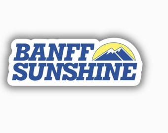 Adhesivo de vinilo impreso de la estación de esquí Banff Sunshine (despegable y pegable)