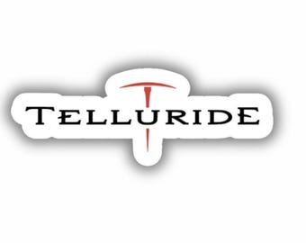 Adhesivo de vinilo impreso de la estación de esquí de Telluride: despega y pega