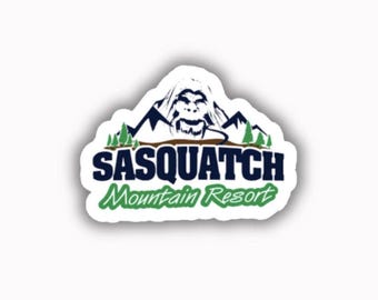 Pegatina de vinilo impresa de la estación de esquí de Sasquatch Mountain (despegable y pegable)