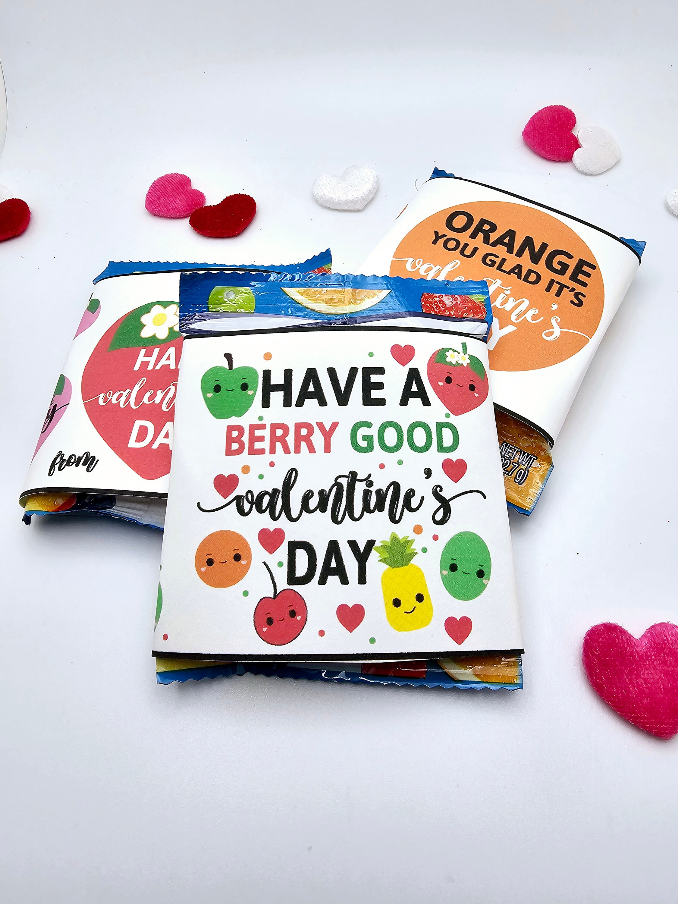 Valentine Printable Card Fruit Snack Valentine's Day Tag Favor Wrapper ...