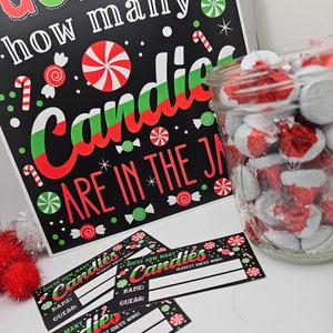 Candy Weihnachten Urlaub Guessing Game Contest Printable für Klassenzimmer Arbeit Party Favor