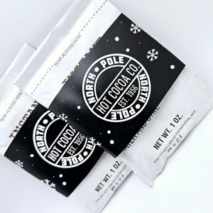 Hot Cocoa North Pole Hot Chocolate Christmas Instant Wrappers  | Holiday Wraps for Single Hot Cocoa Packets  PDF Printable
