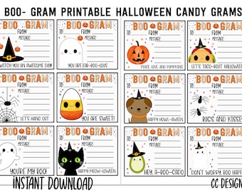 Halloween Candy PTO Spendenaktion zum Ausdrucken Klassenzimmer Spaß Boo Gramm Candy Gram Instant Download