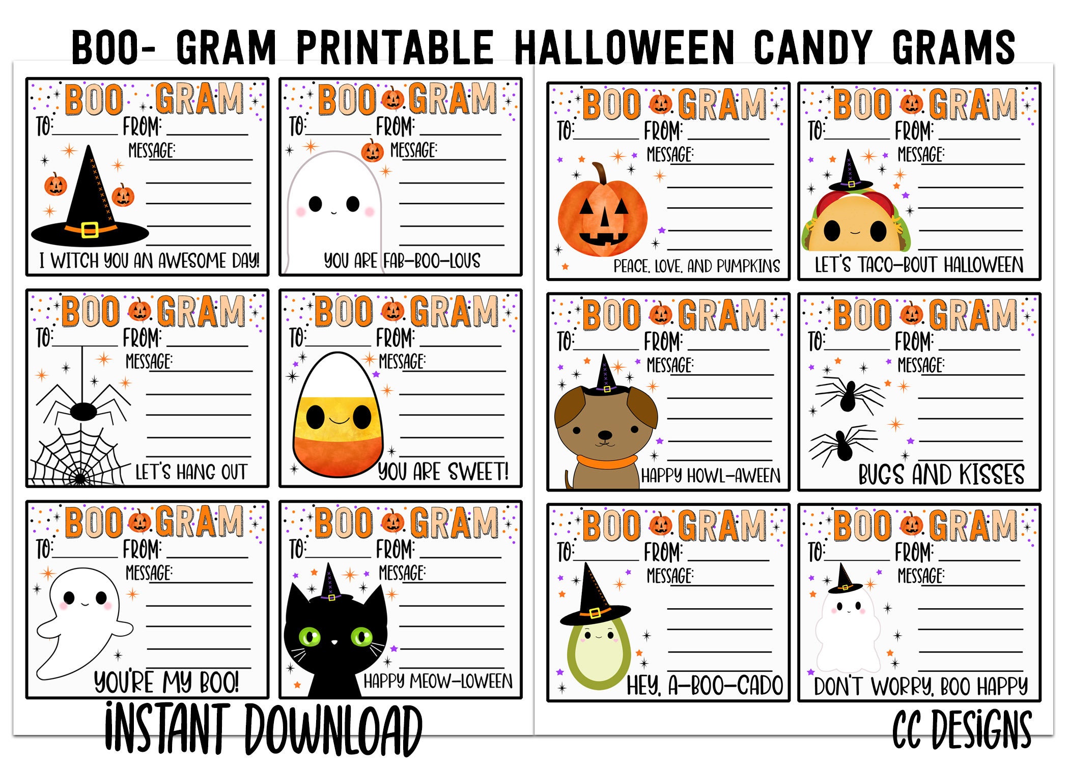 PRINTABLE Halloween Candy PTO Fundraiser Classroom Fun Boo Gram Candy