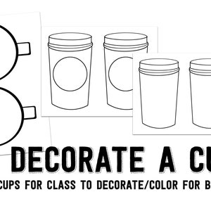 IMPRIMIBLE Decorar una taza Proyecto artesanal en blanco Imprimible Descarga instantánea