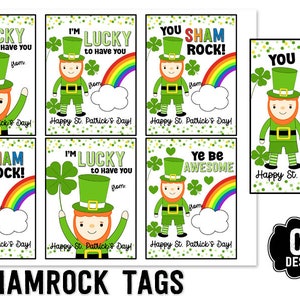 PRINTABLE  St Patrick&#39;s Day Favor Tag  St Patricks Party Classroom Favor Tags   Food Tags   Instant Download