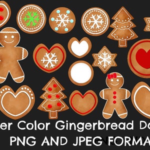 Gingerbread Man Watercolor Clip Art Cookie Christmas Illustrations