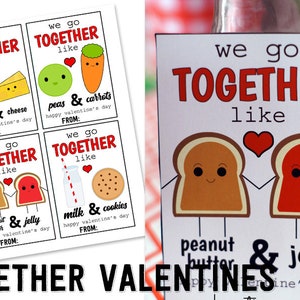 DRUCKBARE Valentinstag Kawaii Zusammen Karten Valentinstag Kinder Karten BFF Karten Instant Download