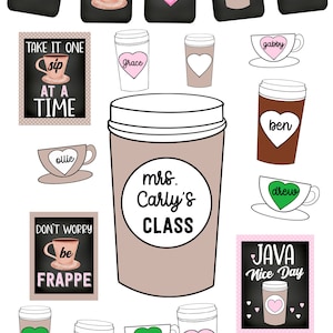Druckbare Latte Liebe Kaffee Tür Bulletin Board Lehrer Zimmer Dekor Instant Download