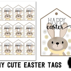 Printable  Cute Bunny Digital Tags  Food Gift Treat Tags  Instant Download