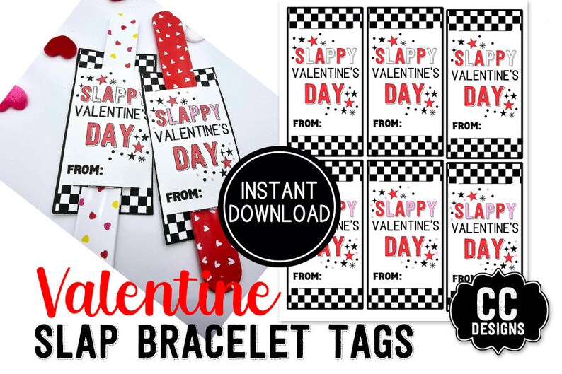 PRINTABLE Bracelet Valentine Printable Slap Bracelet Valentine #39 s Day PRINTABLE Bracelet Valentine Printable Slap Bracelet Valentine #39 s Day