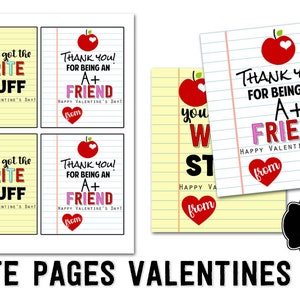 PRINTABLE   Valentine Write Notebook Paper Favor Card  Valentine Classroom for Kids  Instant Download