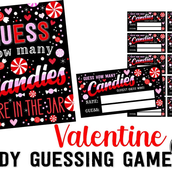 Printable  Valentine's Day Guess the Candy Game  Great for Parties School Office Contest and Fundraisers