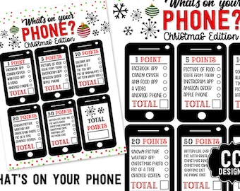 PRINTABLE  What's on your Phone? Game  Christmas Adult Game  Party Game  Conversation Game