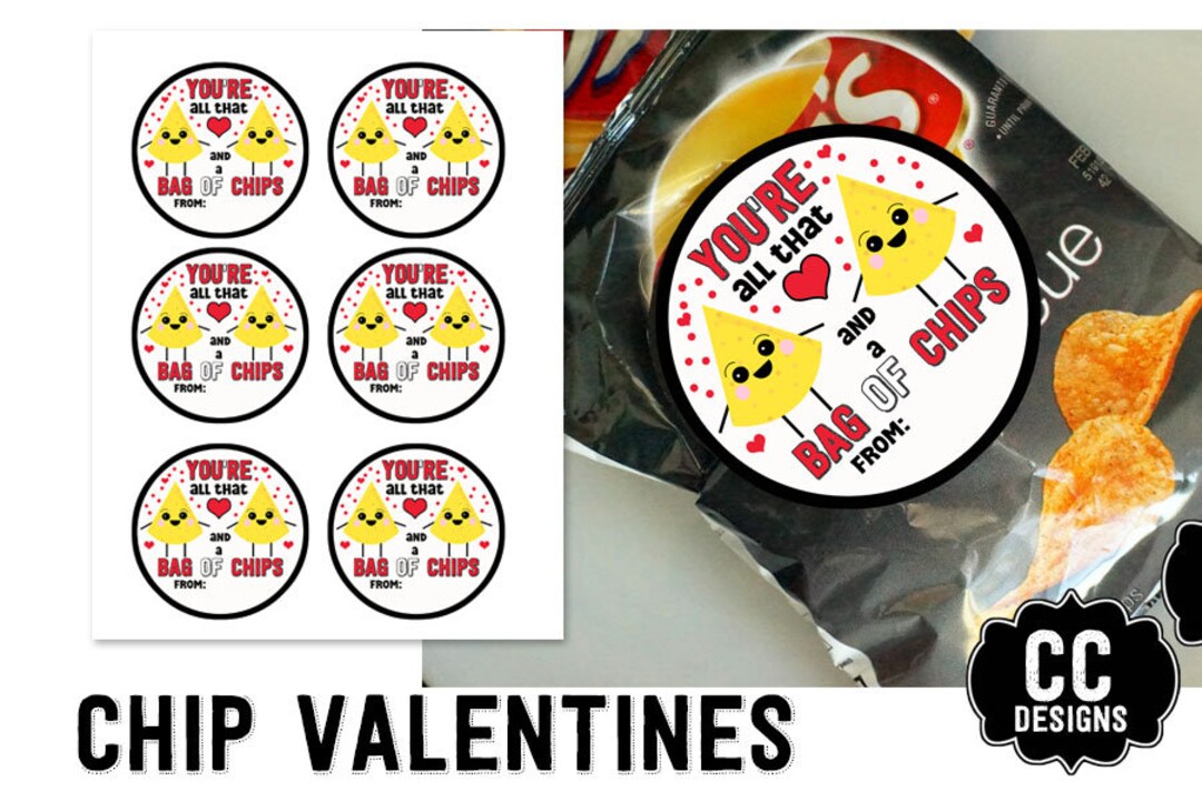 PRINTABLE Valentine Chips Printable for Kids Classroom Valentine Favor ...