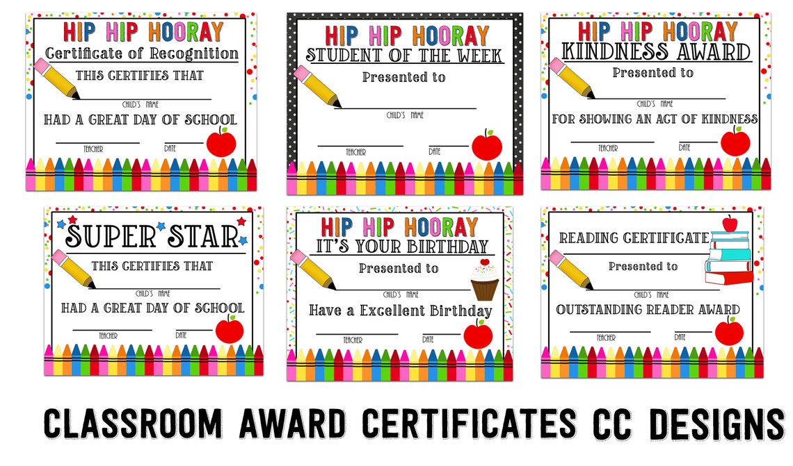 PRINTABLE Teacher Certificate Awards for Classroom Blank Templates Bright Colorful Instant ...