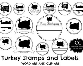 Turkey Thanksgiving Leftover Stamps Digital Clip Art