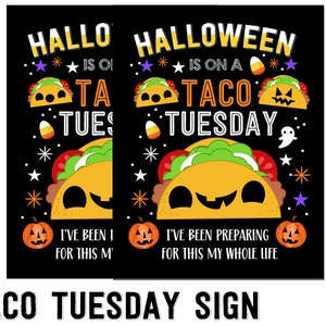 Halloween Taco Tuesday Fun Wall Art Poster Sign