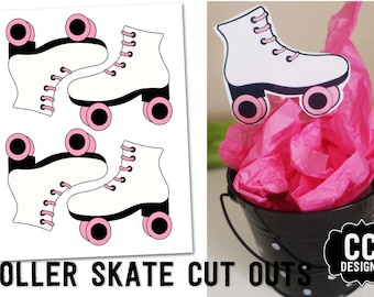 PRINTABLE Roller Skating Birthday Skates Cut Out Centerpieces Party Decor Skates Print and Cut Roller Skate Party Téléchargement instantané