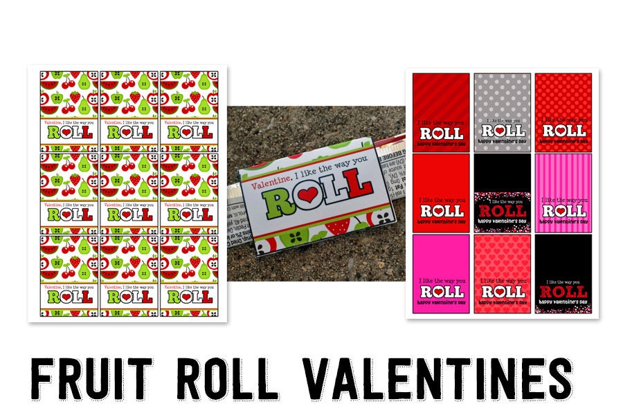 PRINTABLE Fruit Roll Digital Valentine Favor Treat Card Printable Card ...
