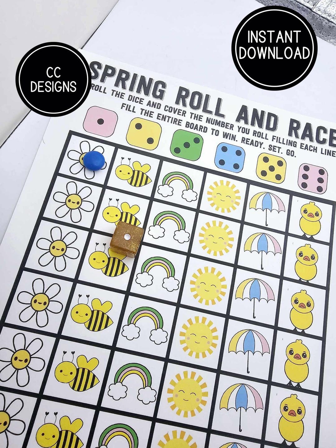 Spring Race & Dice Roll Party Game Digital Easter Dice Game for Class ...