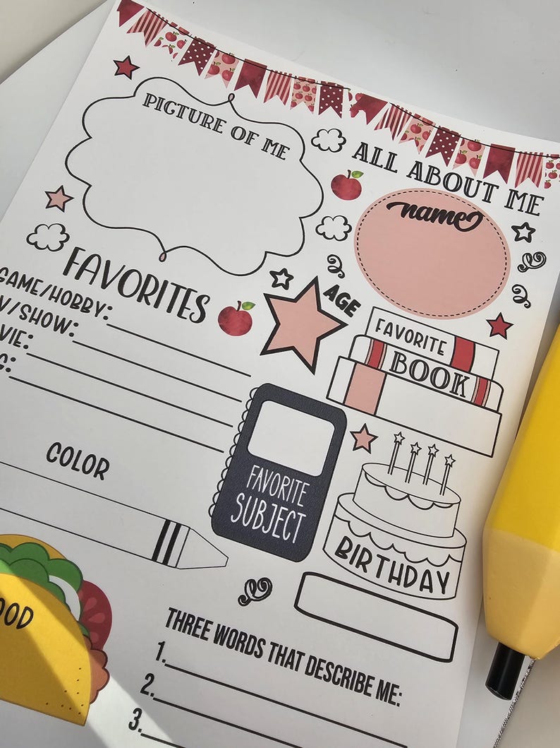 SCHOOL PRINTABLE- All About Me Doodle and Game Kit Teacher Resource ...