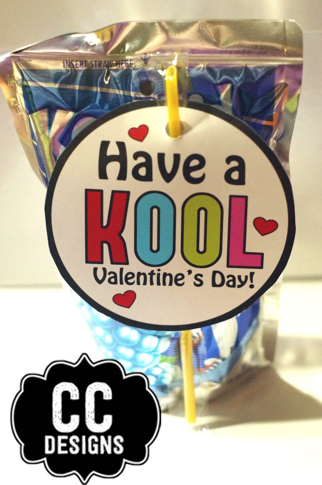 PRINTABLE Juice Box Kool Valentine Favor Card Drink Valentines for Kids