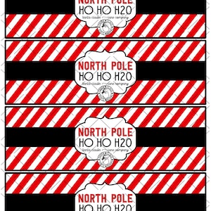 印刷可能なサンタのウォーターボトル、ウォーターラップ、クリスマス北極のウォーターラップ、ウォーターパーティーの記念品、即時ダウンロード