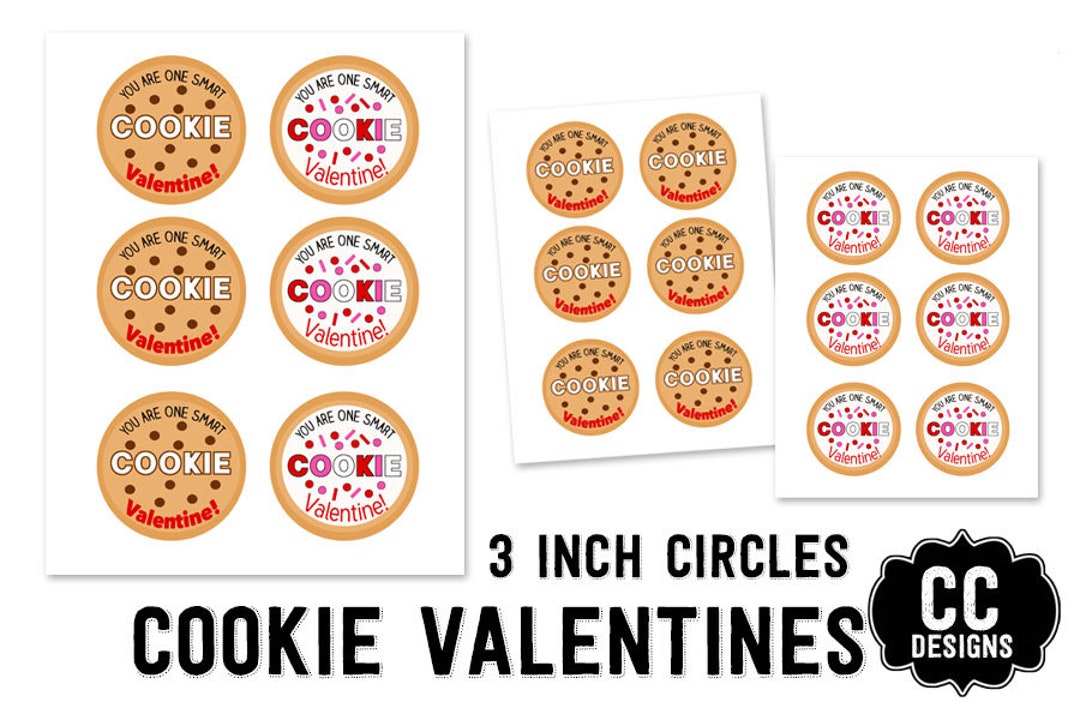 Printable Cookie Valentine Printable For Kids Valentine Classroom Card Round Cookie Tags Circle