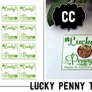IMPRIMIBLE Lucky Penny Tarjeta Digital Aula Favor Lindo Etiqueta del Día de San Patricio