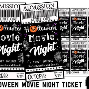 Halloween Movie Night Digital Ticket Spaß Laden für eine gruselige Filmparty ein Bonus Ermäßigungsticket enthalten