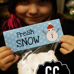 PRINTABLE  Fresh Snow Christmas Bag Topper  Bag TAGS  Treat Bags  Gift Bags  Classroom Bags  Instant Download  Print From Home DIY