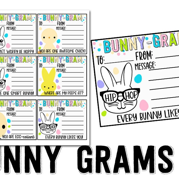 PRINTABLE  Bunny Gram Candy Easter PTO Fundraiser Printable  Cute Bunny and Chicks  Appreciation Notes