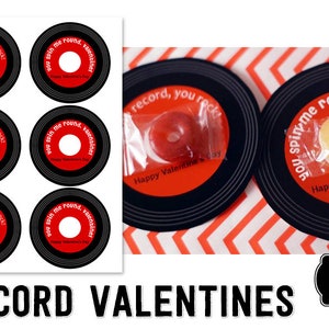 PRINTABLE  Valentine Record Vintage Card Printable   Music Valentine Band Valentine Card Party Favor  Instant Download